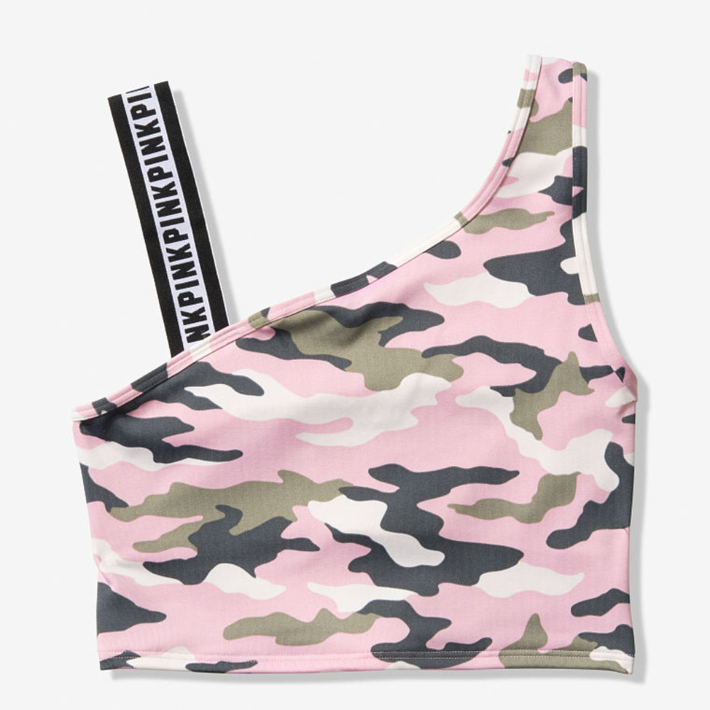 VS Pink Ultimate Logo Strap Sports Crop Bra Camo